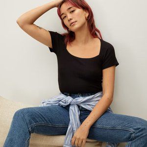 Everlane stretch rib square neck top. Black, size small.